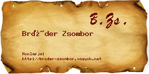 Bröder Zsombor névjegykártya